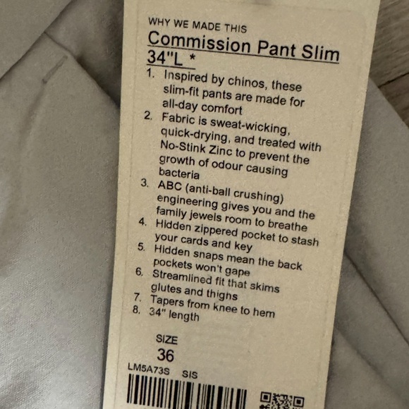 NWT - Lululemon Men’s Commission Pant Slim - Picture 4 of 5